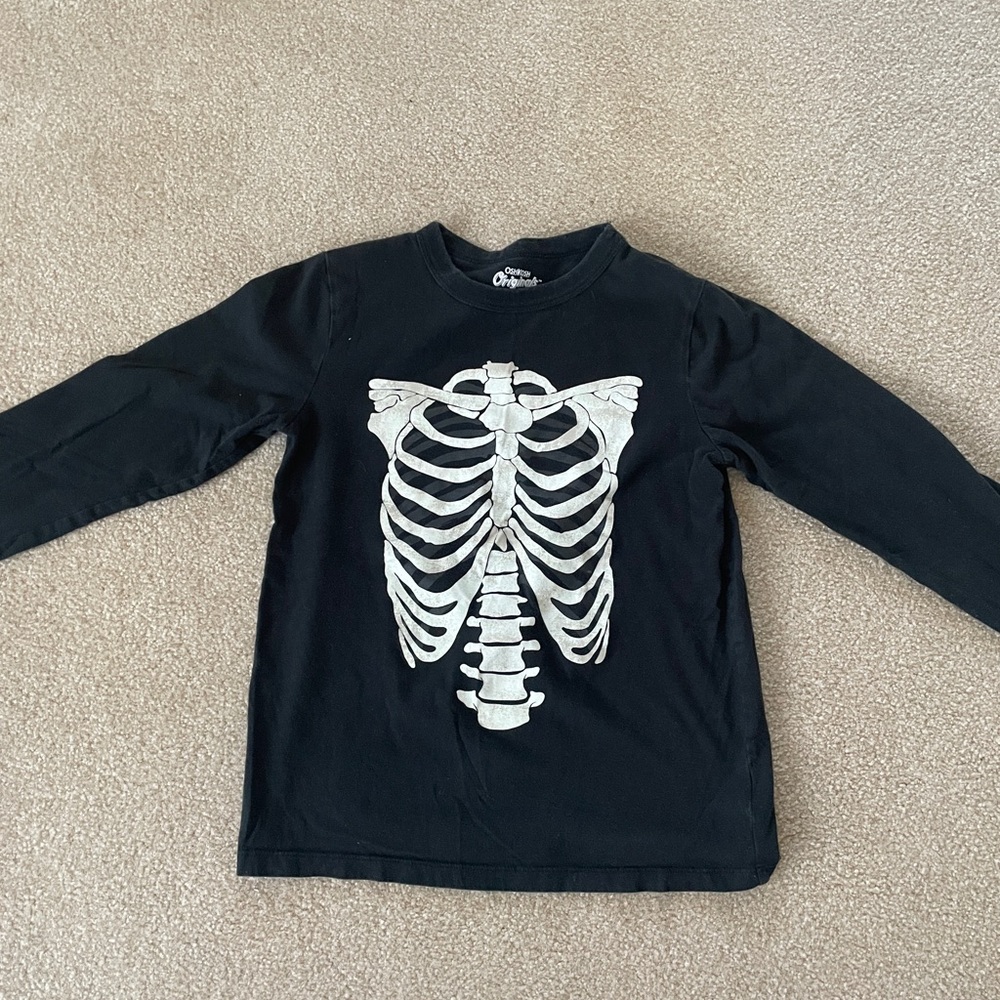 Kids Osh Kosh Black Skeleton Long Sleeve Shirt Size 8 - Picture 2 of 4